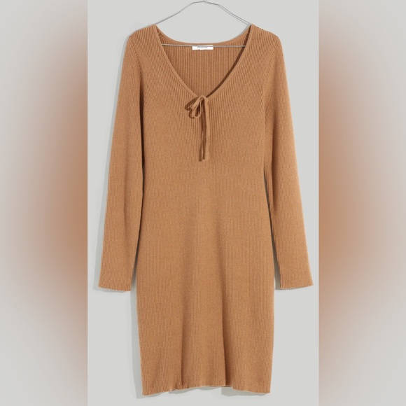 Madewell Tie-Front Ruched Bodycon Mini Dress. NWT - Picture 3 of 5